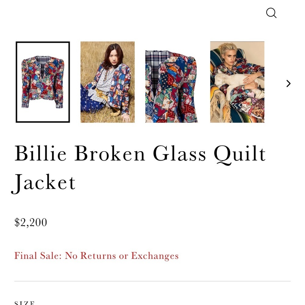 - Alix Of Bohemia Billie Broken Glass Quilt Reverseable  Jacket - Picture 12 of 17